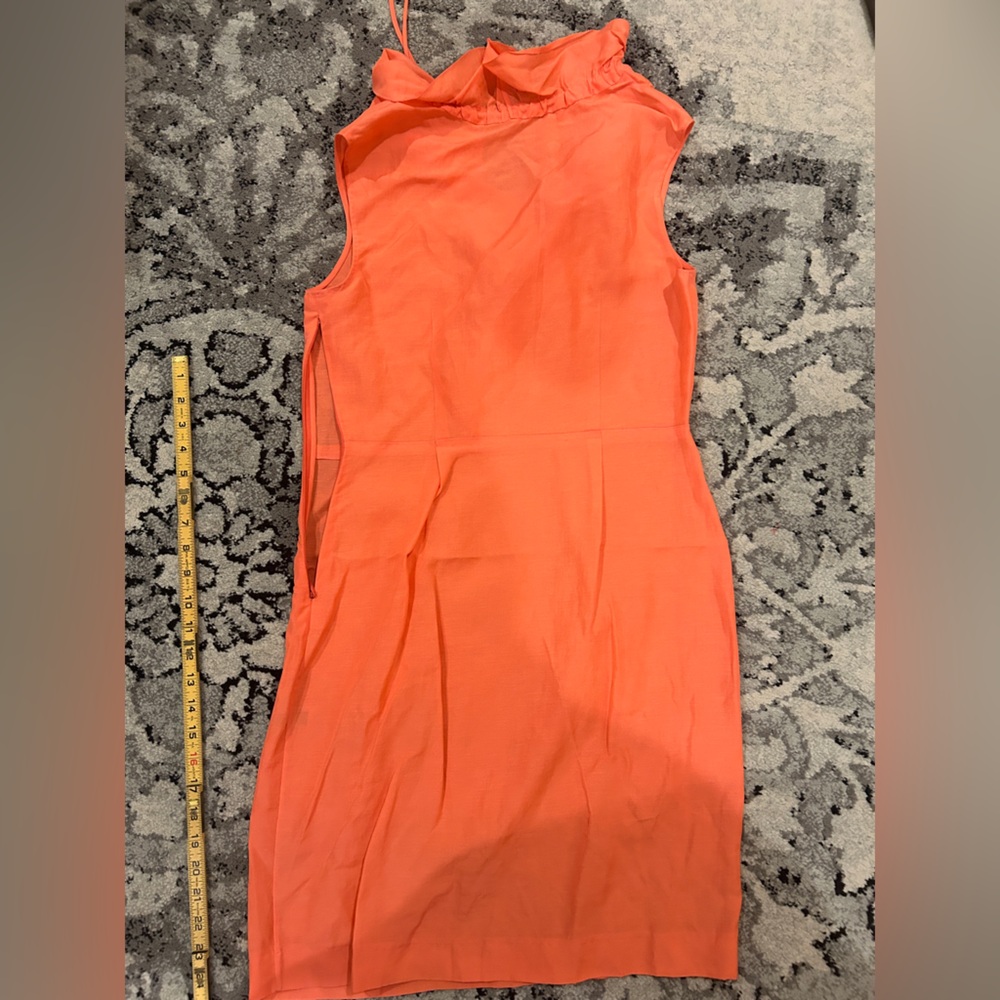 Elie Tahari Orange Sheath Dress Mock Neck Sleeveless